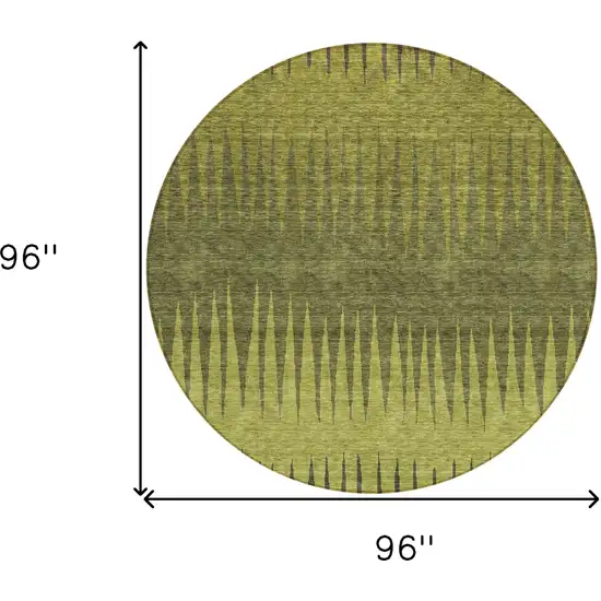 8' Olive Green And Dark Green Round Striped Washable Indoor Outdoor Area Rug Photo 3