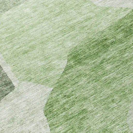 8' Olive Green And Fern Green Round Abstract Washable Indoor Outdoor Area Rug Photo 9