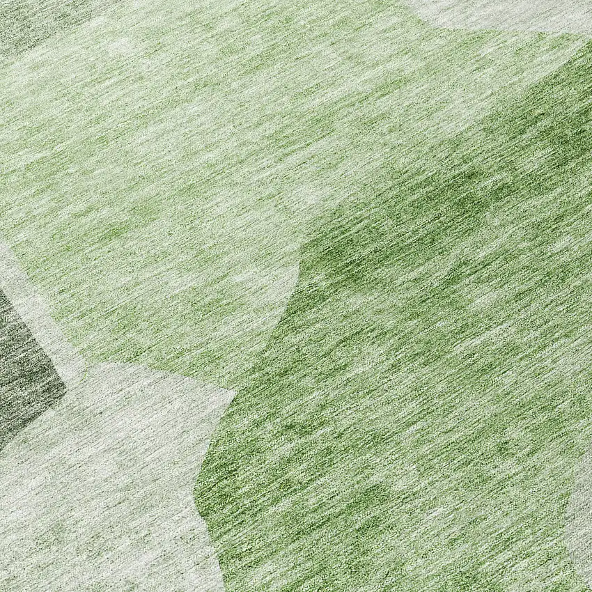 8' Olive Green And Fern Green Round Abstract Washable Indoor Outdoor Area Rug Photo 9