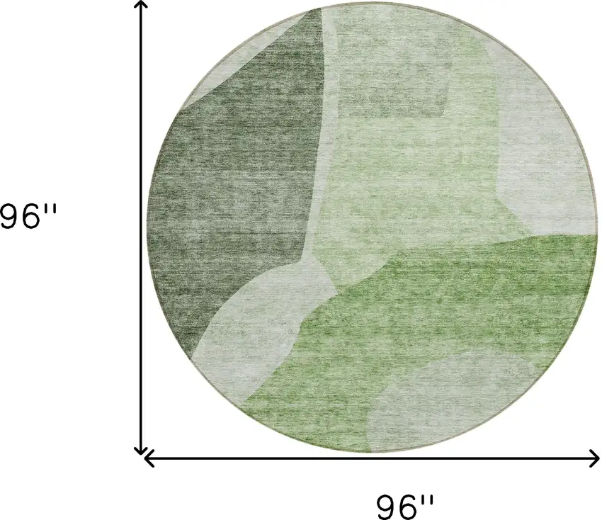 8' Olive Green And Fern Green Round Abstract Washable Indoor Outdoor Area Rug Photo 3