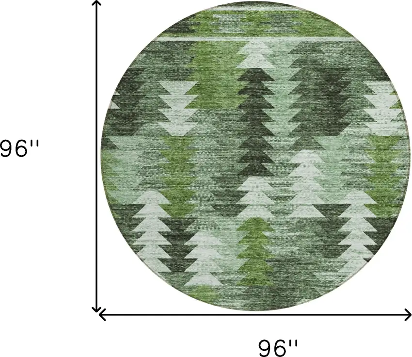 8' Olive Green And Fern Green Round Southwestern Washable Indoor Outdoor Area Rug Photo 3