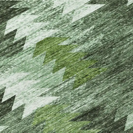 8' Olive Green And Fern Green Round Southwestern Washable Indoor Outdoor Area Rug Photo 8