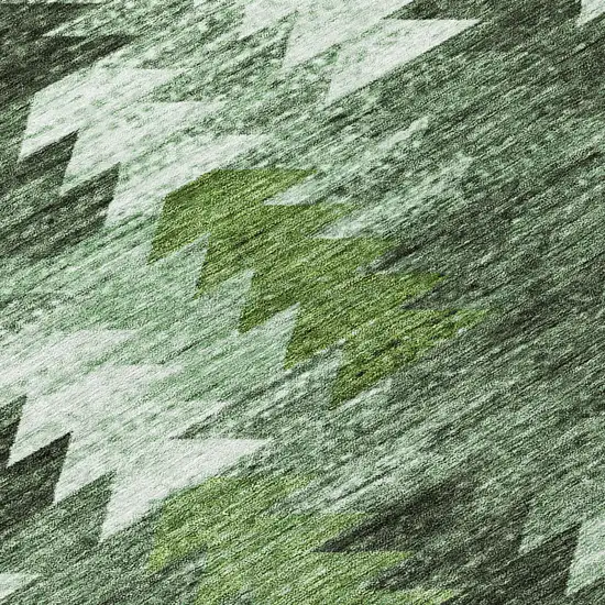 8' Olive Green And Fern Green Round Southwestern Washable Indoor Outdoor Area Rug Photo 8