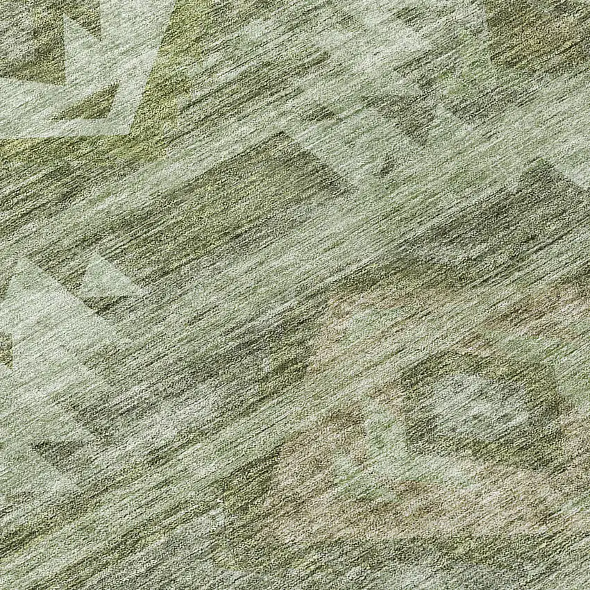 8' Olive Green And Fern Green Round Southwestern Washable Indoor Outdoor Area Rug Photo 8