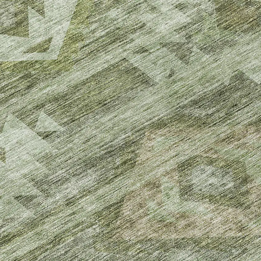 8' Olive Green And Fern Green Round Southwestern Washable Indoor Outdoor Area Rug Photo 8