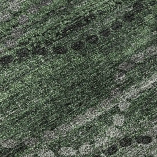 8' Olive Green And Gray Abstract Geometric Washable Round Rug With UV Protection Photo 6