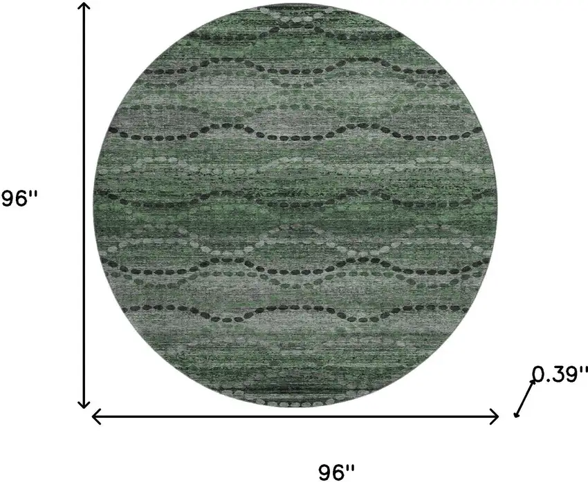 8' Olive Green And Gray Abstract Geometric Washable Round Rug With UV Protection Photo 7