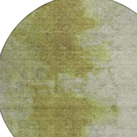 8' Olive Green And Gray Round Abstract Washable Indoor Outdoor Area Rug Photo 8
