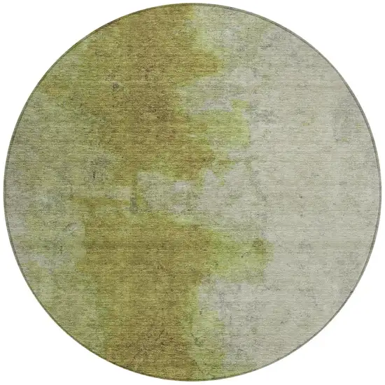 8' Olive Green And Gray Round Abstract Washable Indoor Outdoor Area Rug Photo 3