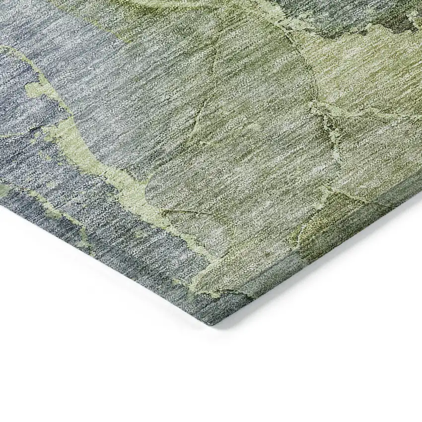 8' Olive Green And Gray Round Abstract Washable Indoor Outdoor Area Rug Photo 4