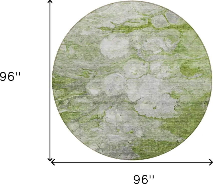 8' Olive Green And Gray Round Abstract Washable Indoor Outdoor Area Rug Photo 8