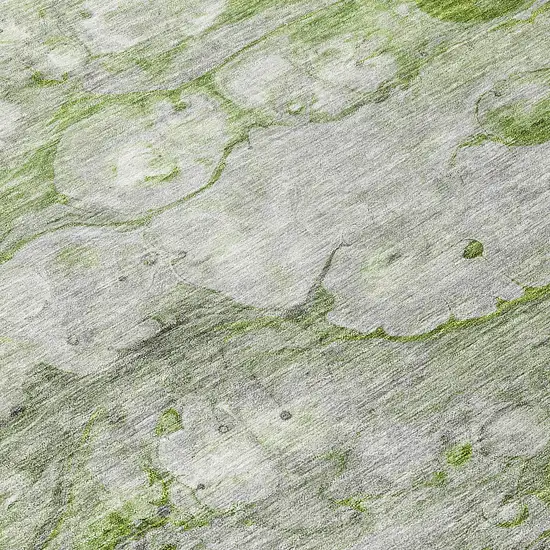 8' Olive Green And Gray Round Abstract Washable Indoor Outdoor Area Rug Photo 9