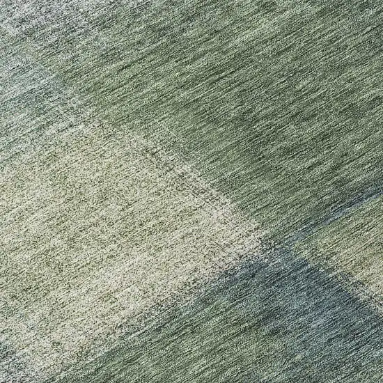 8' Olive Green And Gray Round Abstract Washable Indoor Outdoor Area Rug Photo 9