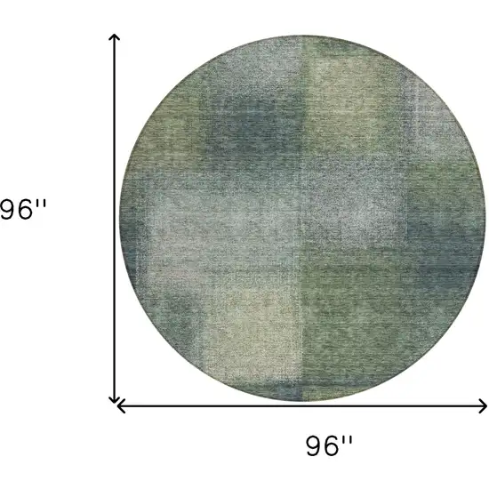 8' Olive Green And Gray Round Abstract Washable Indoor Outdoor Area Rug Photo 8