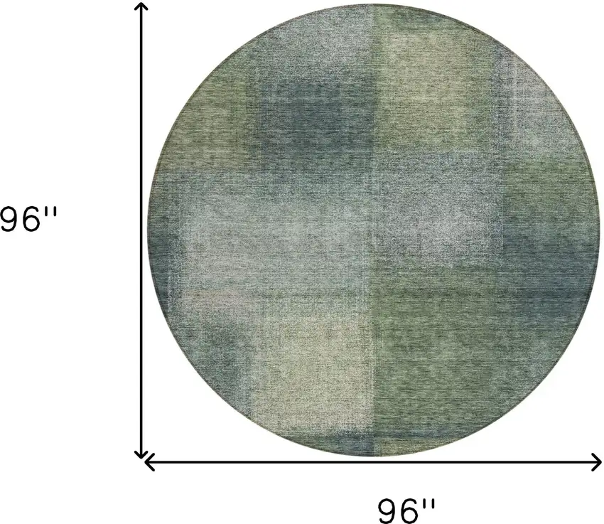 8' Olive Green And Gray Round Abstract Washable Indoor Outdoor Area Rug Photo 8