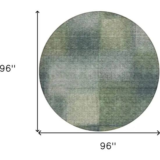 8' Olive Green And Gray Round Abstract Washable Indoor Outdoor Area Rug Photo 8