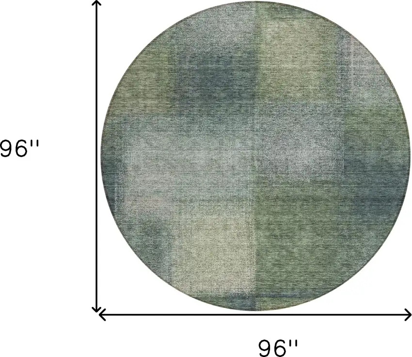 8' Olive Green And Gray Round Abstract Washable Indoor Outdoor Area Rug Photo 8