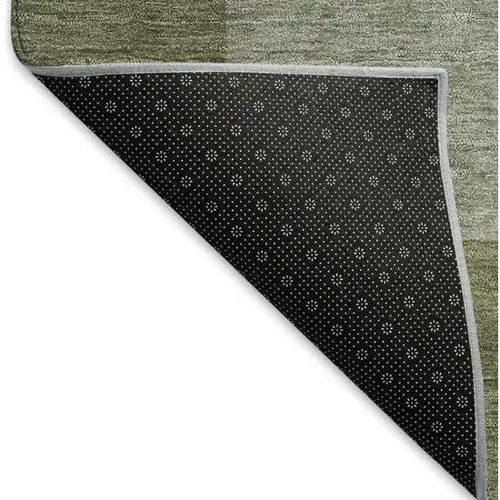 8' Olive Green And Gray Round Geometric Washable Indoor Outdoor Area Rug Photo 5