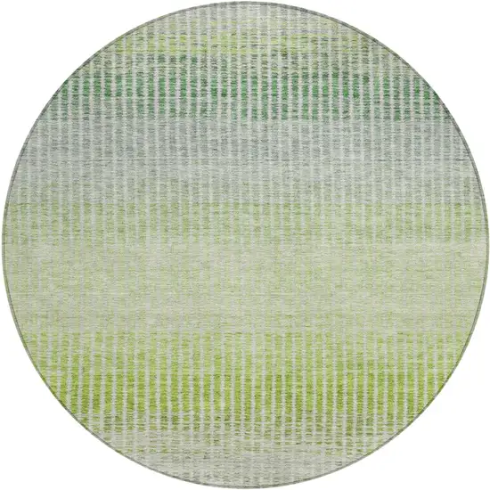 8' Olive Green And Gray Round Striped Washable Indoor Outdoor Area Rug Photo 2