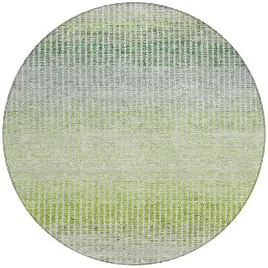 8' Olive Green And Gray Round Striped Washable Indoor Outdoor Area Rug Photo 4