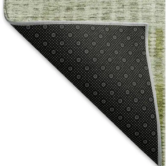 8' Olive Green And Gray Round Striped Washable Indoor Outdoor Area Rug Photo 5