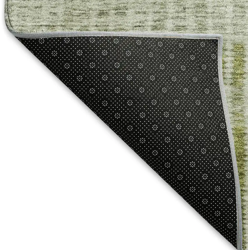 8' Olive Green And Gray Round Striped Washable Indoor Outdoor Area Rug Photo 5