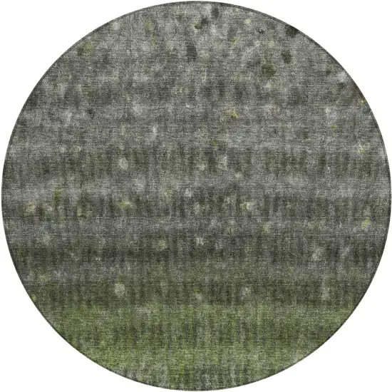 8' Olive Green And Gray Round Striped Washable Indoor Outdoor Area Rug Photo 2