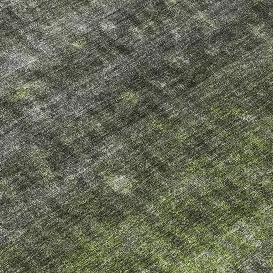 8' Olive Green And Gray Round Striped Washable Indoor Outdoor Area Rug Photo 8
