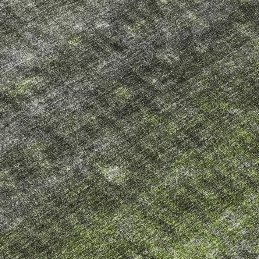 8' Olive Green And Gray Round Striped Washable Indoor Outdoor Area Rug Photo 8