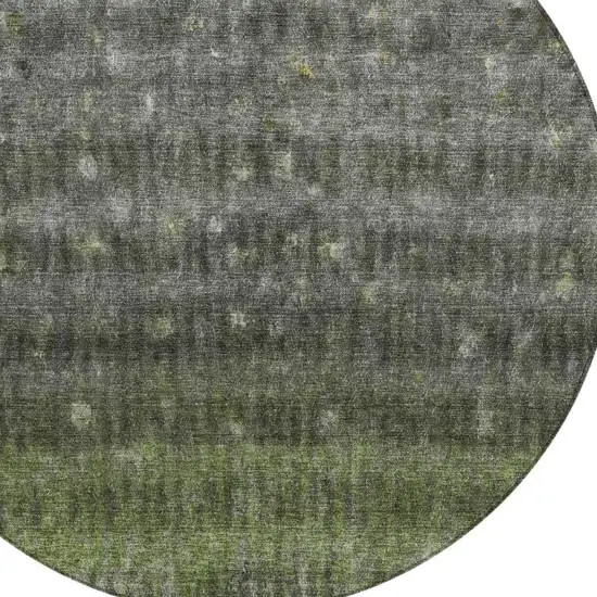 8' Olive Green And Gray Round Striped Washable Indoor Outdoor Area Rug Photo 7