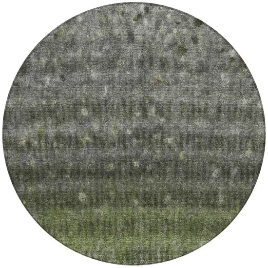 8' Olive Green And Gray Round Striped Washable Indoor Outdoor Area Rug Photo 4