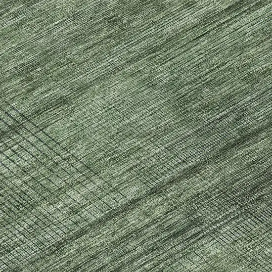 8' Olive Green And Gray Round Striped Washable Indoor Outdoor Area Rug Photo 8