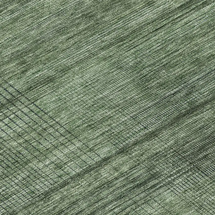 8' Olive Green And Gray Round Striped Washable Indoor Outdoor Area Rug Photo 8