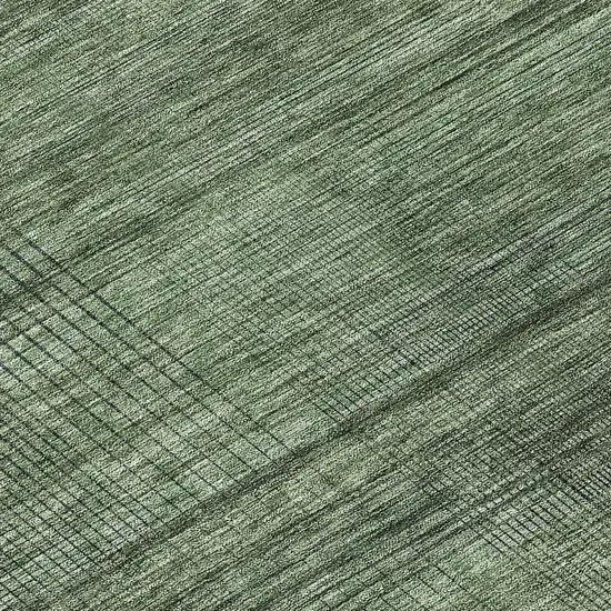8' Olive Green And Gray Round Striped Washable Indoor Outdoor Area Rug Photo 8