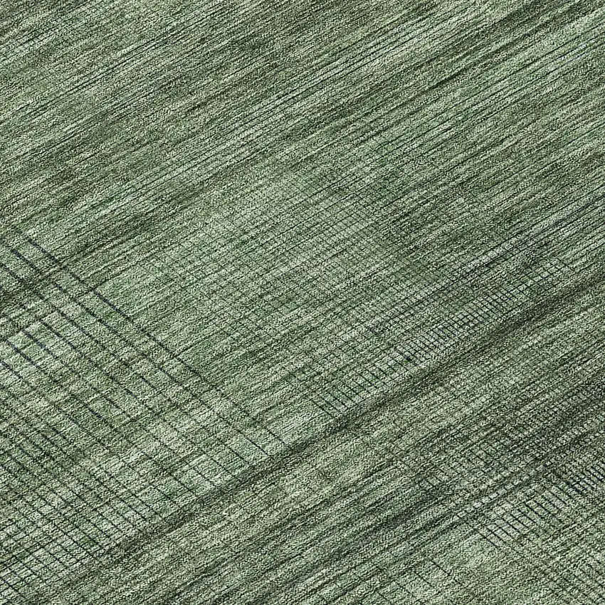 8' Olive Green And Gray Round Striped Washable Indoor Outdoor Area Rug Photo 8