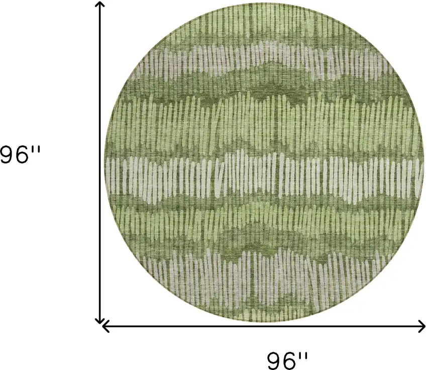 8' Olive Green And Gray Round Striped Washable Indoor Outdoor Area Rug Photo 3