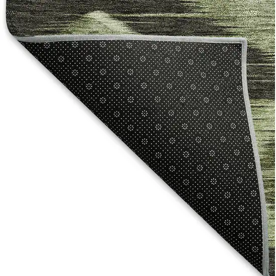 8' Olive Green And Gray Southwestern Washable Round Rug With UV Protection Photo 6