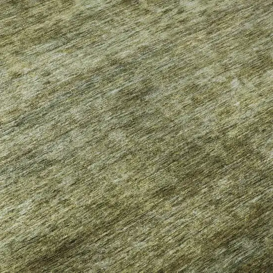 8' Olive Green And Gray Striped Washable Round Rug With UV Protection Photo 8