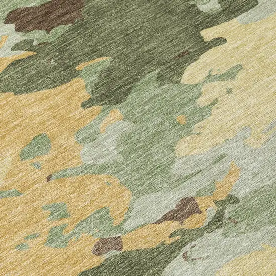 8' Olive Green And Green Round Abstract Washable Indoor Outdoor Area Rug Photo 6