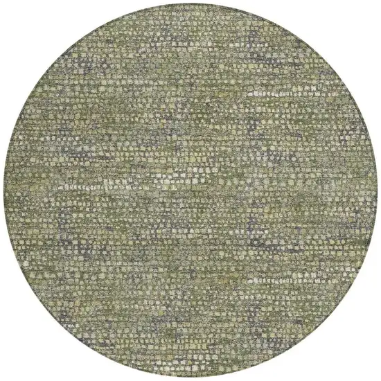 8' Olive Green And Green Round Abstract Washable Indoor Outdoor Area Rug Photo 3