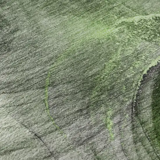 8' Olive Green And Ivory Abstract Washable Round Rug With UV Protection Photo 9