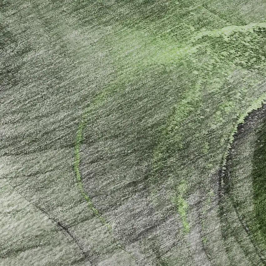 8' Olive Green And Ivory Abstract Washable Round Rug With UV Protection Photo 9