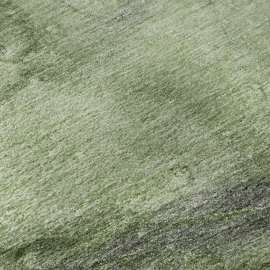 8' Olive Green And Ivory Abstract Washable Round Rug With UV Protection Photo 9