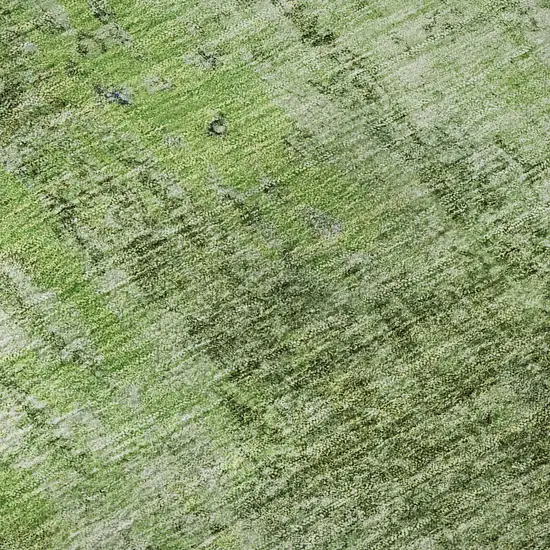 8' Olive Green And Ivory Abstract Washable Round Rug With UV Protection Photo 9