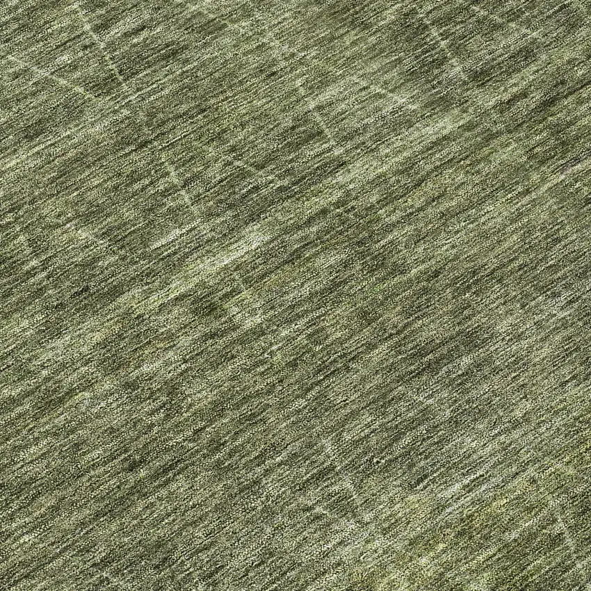 8' Olive Green And Ivory Round Geometric Washable Indoor Outdoor Area Rug Photo 8