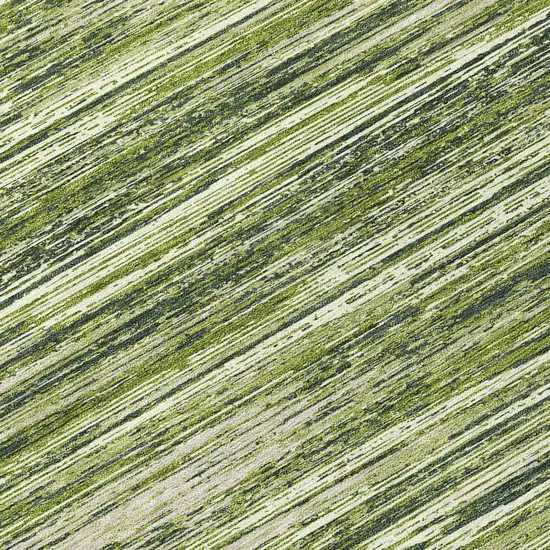 8' Olive Green And Ivory Round Striped Washable Indoor Outdoor Area Rug Photo 8