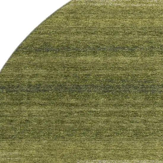 8' Olive Green And Ivory Striped Washable Round Rug With UV Protection Photo 2