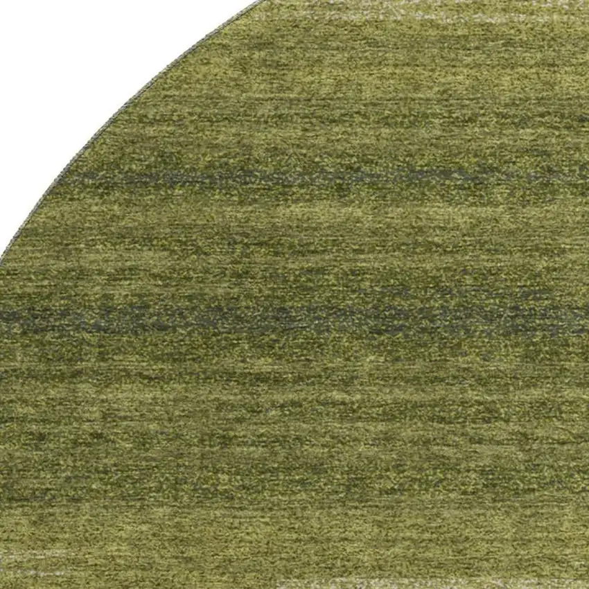 8' Olive Green And Ivory Striped Washable Round Rug With UV Protection Photo 2