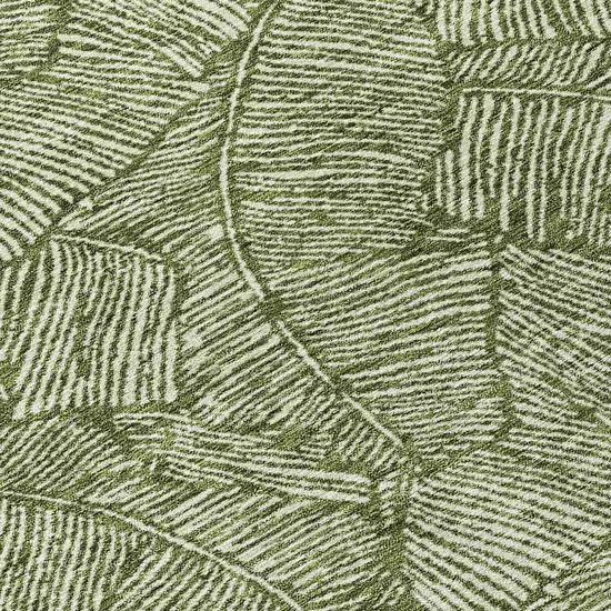 8' Olive Green And Light Green Round Floral Washable Indoor Outdoor Area Rug Photo 8