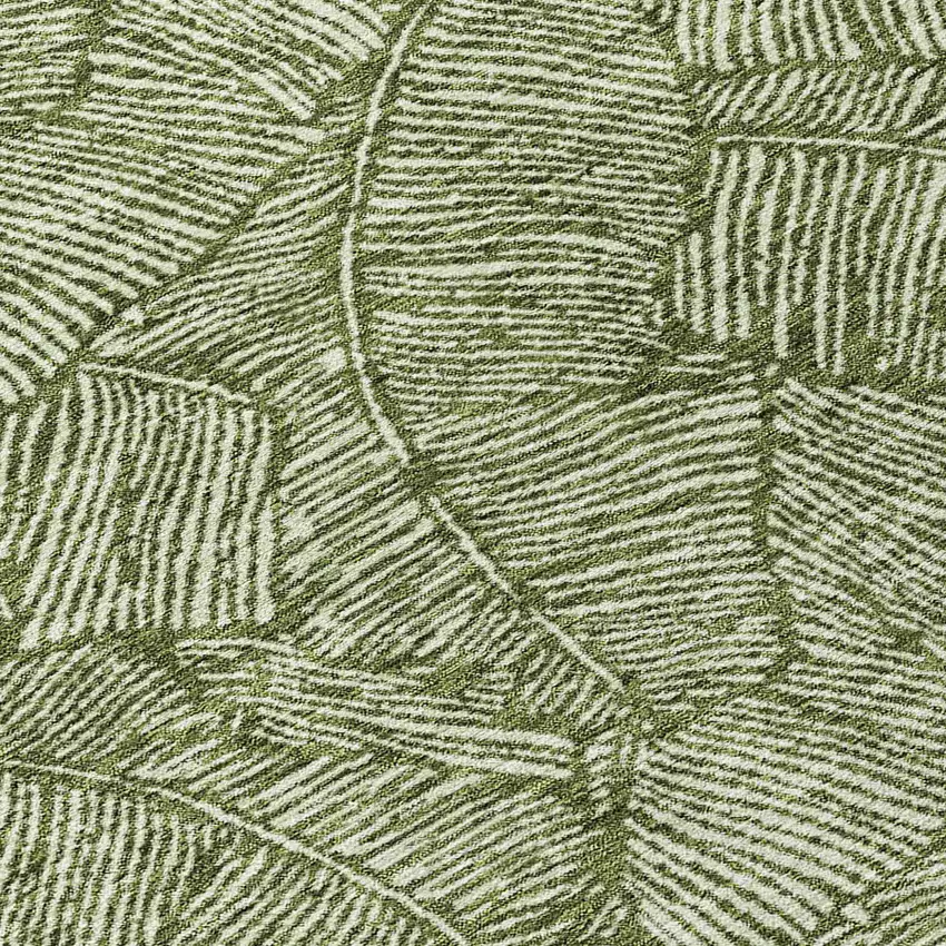 8' Olive Green And Light Green Round Floral Washable Indoor Outdoor Area Rug Photo 8